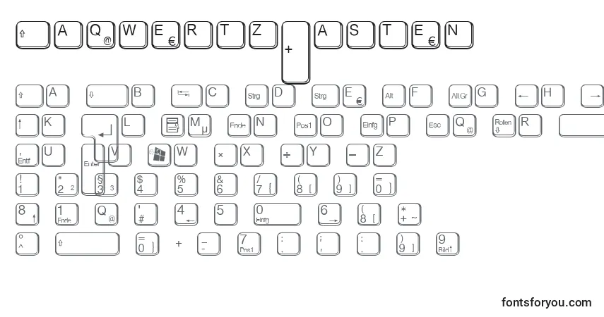 Czcionka AaqwertzTasten – alfabet, cyfry, specjalne znaki