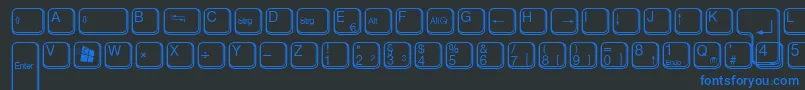 AaqwertzTasten-fontti – siniset fontit mustalla taustalla