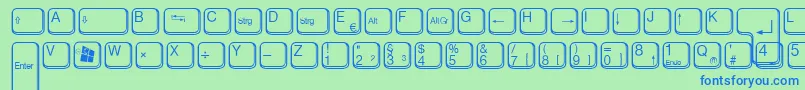 Шрифт AaqwertzTasten – синие шрифты на зелёном фоне