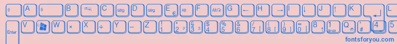 Czcionka AaqwertzTasten – niebieskie czcionki na różowym tle