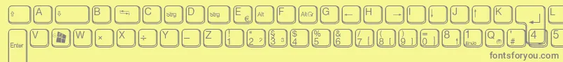 フォントAaqwertzTasten – 黄色の背景に灰色の文字