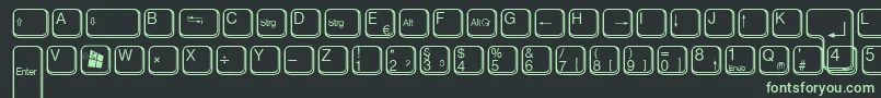 AaqwertzTasten-Schriftart – Grüne Schriften auf schwarzem Hintergrund