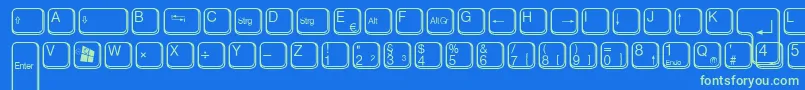 AaqwertzTasten-fontti – vihreät fontit sinisellä taustalla