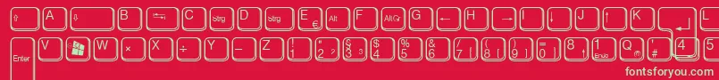 フォントAaqwertzTasten – 赤い背景に緑の文字