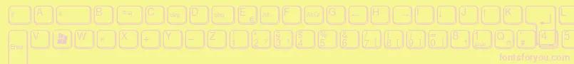 フォントAaqwertzTasten – ピンクのフォント、黄色の背景