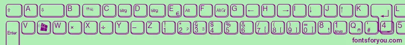 フォントAaqwertzTasten – 緑の背景に紫のフォント