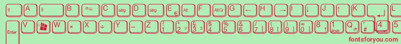AaqwertzTasten-fontti – punaiset fontit vihreällä taustalla