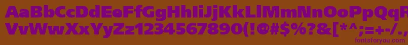 FrutigerCe95UltraBlack-Schriftart – Violette Schriften auf braunem Hintergrund