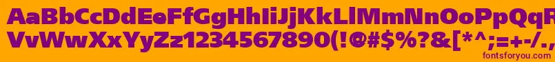 Weitere Informationen zur FrutigerCe95UltraBlack-Schriftart FrutigerCe95UltraBlack-Schriftart – Violette Schriften auf orangefarbenem Hintergrund