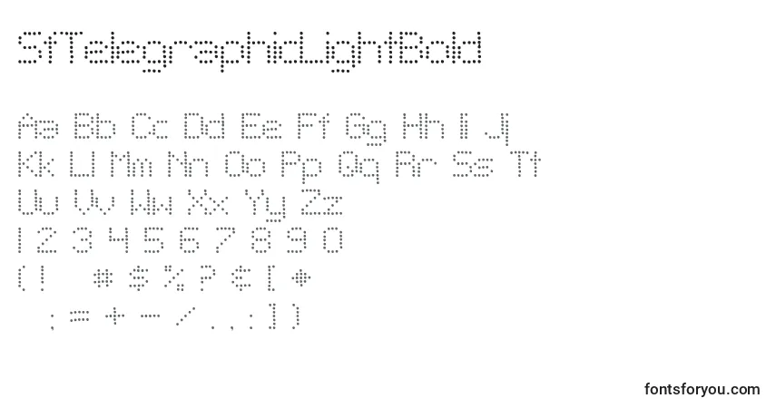 A fonte SfTelegraphicLightBold – alfabeto, números, caracteres especiais
