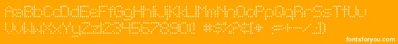 SfTelegraphicLightBold-Schriftart – Weiße Schriften auf orangefarbenem Hintergrund