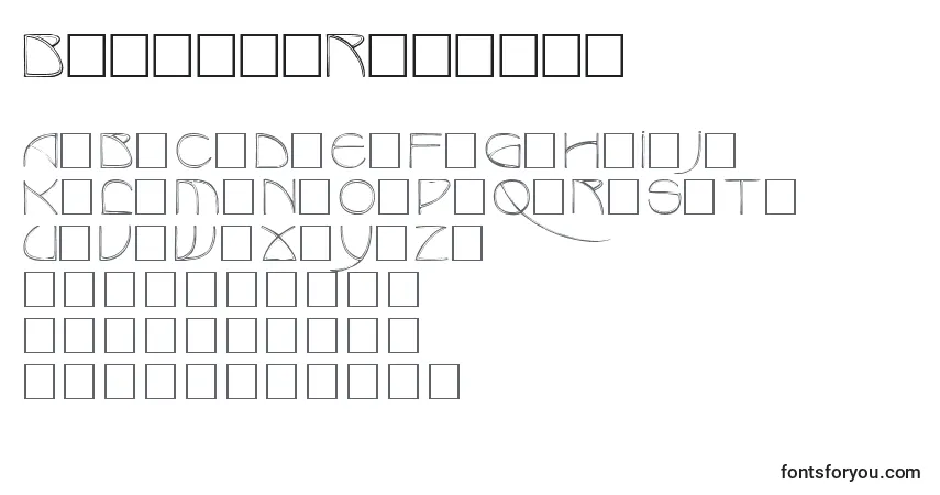 A fonte BaudierRegular – alfabeto, números, caracteres especiais