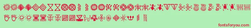 BacatР°-Schriftart – Rote Schriften auf grünem Hintergrund