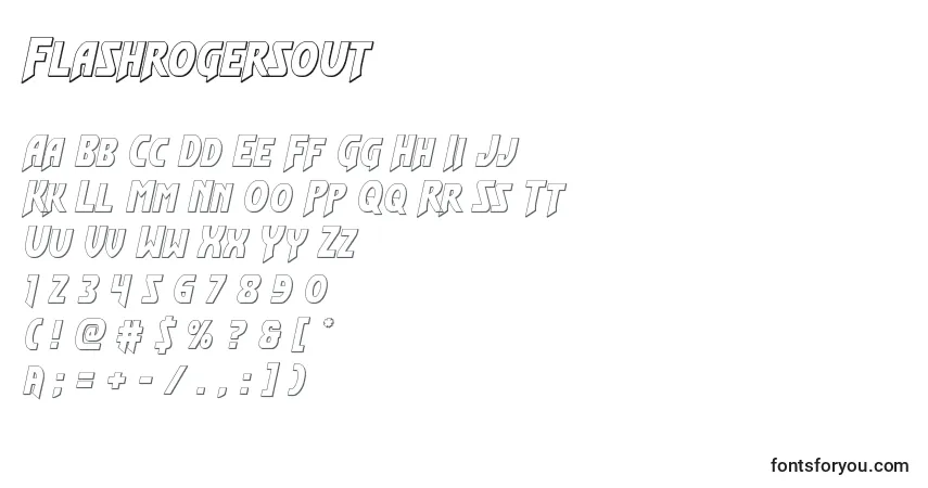 Schriftart Flashrogersout – Alphabet, Zahlen, spezielle Symbole