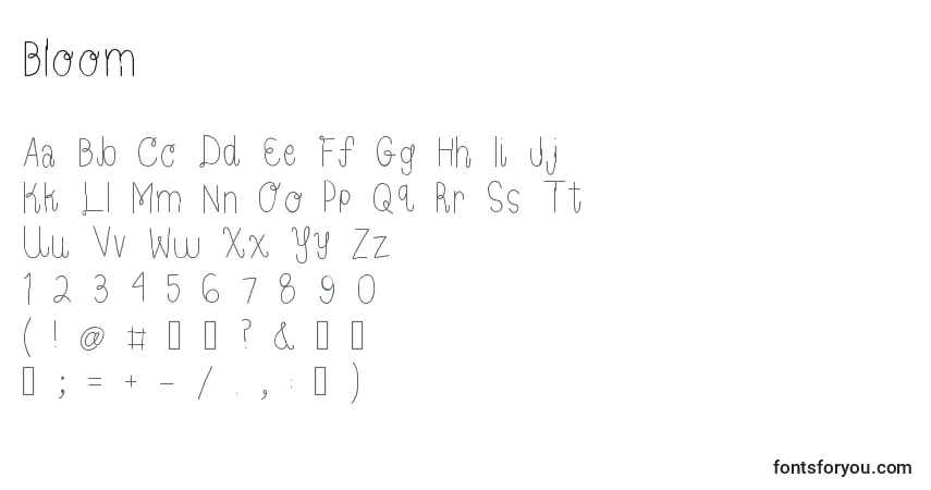 Czcionka Bloom – alfabet, cyfry, specjalne znaki