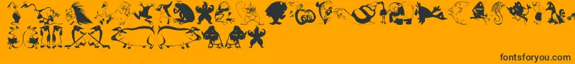 Czcionka Animalcomedians – czarne czcionki na pomarańczowym tle