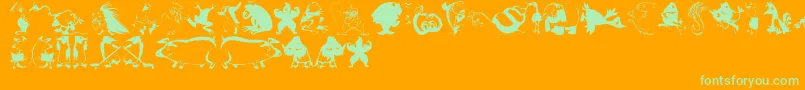 Animalcomedians-Schriftart – Grüne Schriften auf orangefarbenem Hintergrund