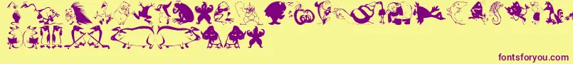 Animalcomedians-Schriftart – Violette Schriften auf gelbem Hintergrund