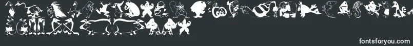 Animalcomedians-fontti – valkoiset fontit mustalla taustalla