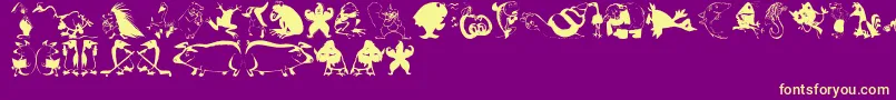 Animalcomedians Font – Yellow Fonts on Purple Background