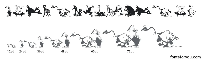 Größen der Schriftart Animalcomedians