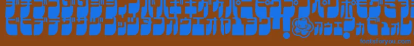 FrigateKatakanaCond-Schriftart – Blaue Schriften auf braunem Hintergrund