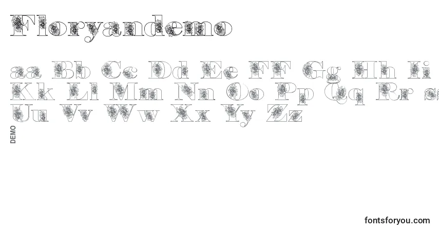 A fonte Floryandemo – alfabeto, números, caracteres especiais