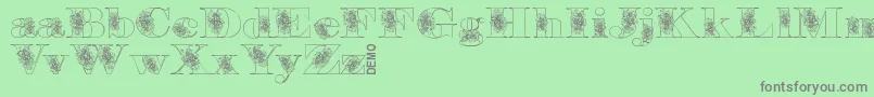Fonte Floryandemo – fontes cinzas em um fundo verde