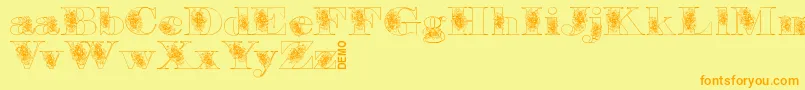 Fonte Floryandemo – fontes laranjas em um fundo amarelo