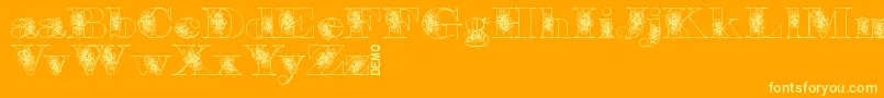 Floryandemo-Schriftart – Gelbe Schriften auf orangefarbenem Hintergrund