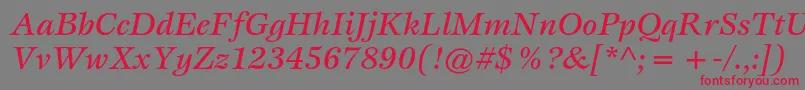 フォントEspritstdMediumitalic – 赤い文字の灰色の背景