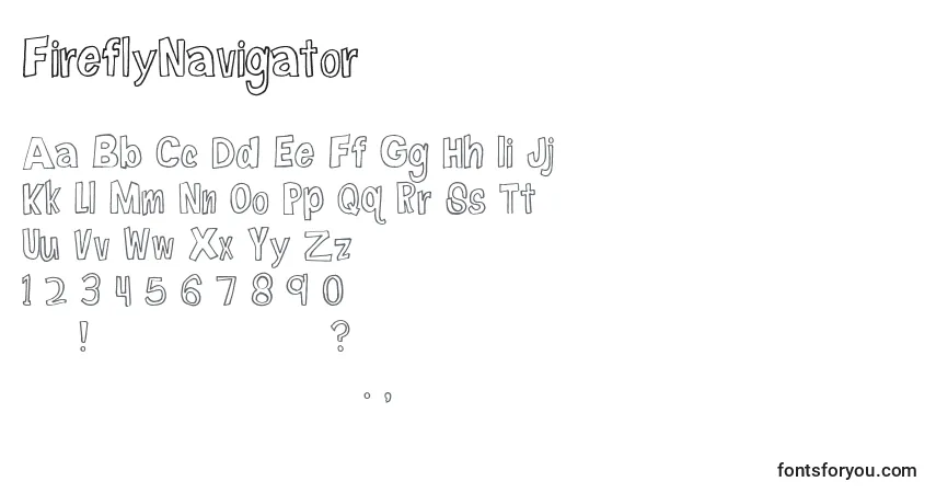 Schriftart FireflyNavigator – Alphabet, Zahlen, spezielle Symbole