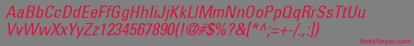NovaCondensedSsiCondensedItalic Font – Red Fonts on Gray Background