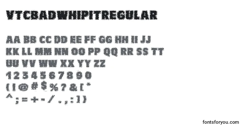 A fonte VtcbadwhipitRegular – alfabeto, números, caracteres especiais