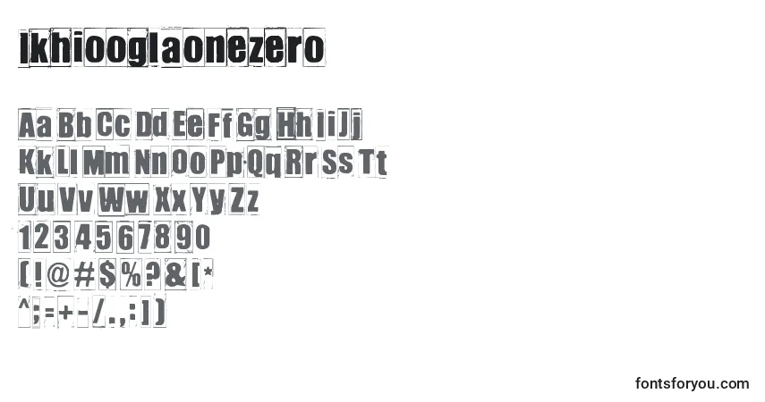 Czcionka Ikhiooglaonezero – alfabet, cyfry, specjalne znaki