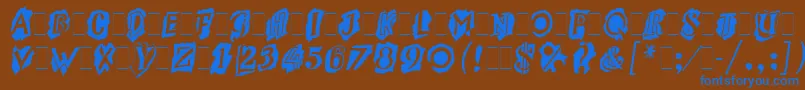 MontageLetPlain.1.0-Schriftart – Blaue Schriften auf braunem Hintergrund