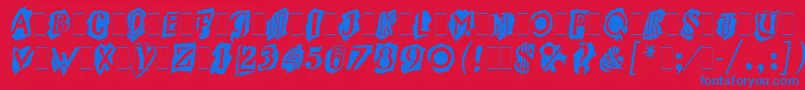 フォントMontageLetPlain.1.0 – 赤い背景に青い文字