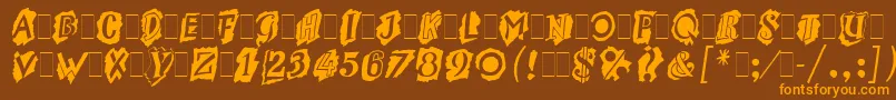 Fonte MontageLetPlain.1.0 – fontes laranjas em um fundo marrom