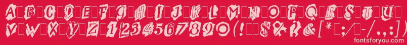 MontageLetPlain.1.0 Font – Pink Fonts on Red Background