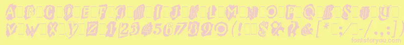 MontageLetPlain.1.0 Font – Pink Fonts on Yellow Background