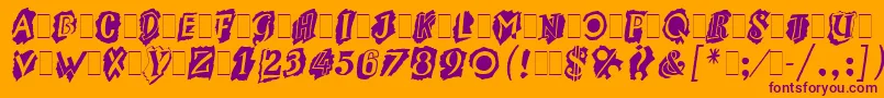 MontageLetPlain.1.0 Font – Purple Fonts on Orange Background