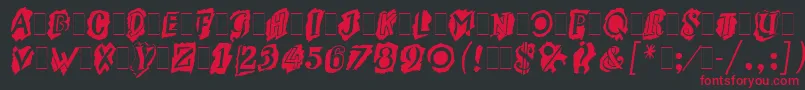 MontageLetPlain.1.0 Font – Red Fonts on Black Background