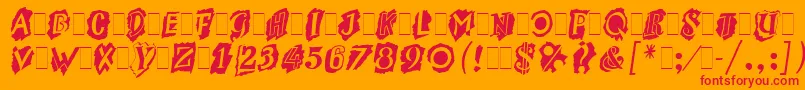 MontageLetPlain.1.0 Font – Red Fonts on Orange Background