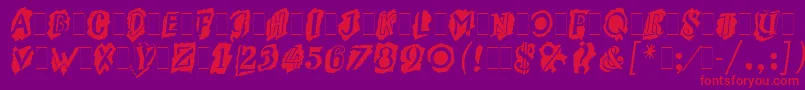 MontageLetPlain.1.0-Schriftart – Rote Schriften auf violettem Hintergrund