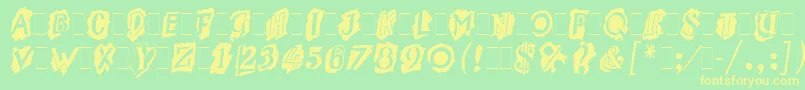 MontageLetPlain.1.0-Schriftart – Gelbe Schriften auf grünem Hintergrund