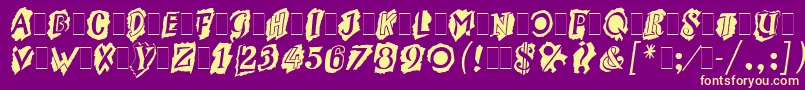 Fonte MontageLetPlain.1.0 – fontes amarelas em um fundo roxo