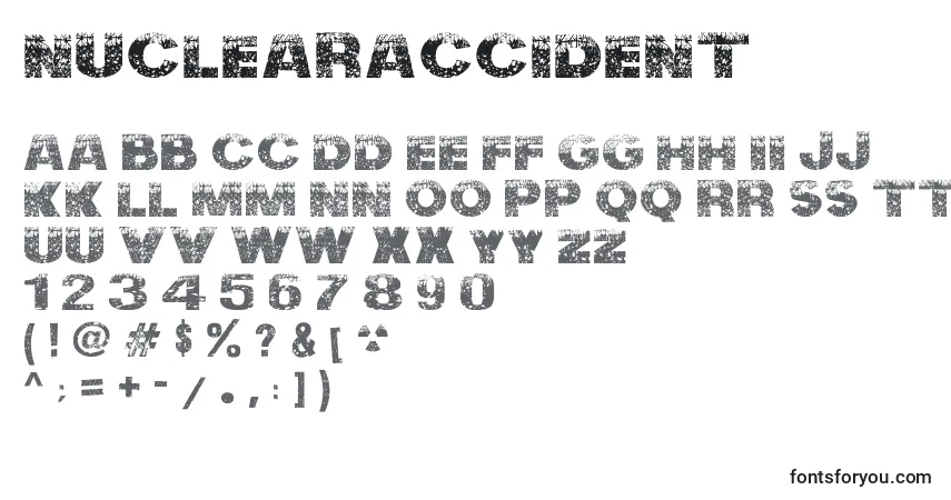 A fonte NuclearAccident – alfabeto, números, caracteres especiais