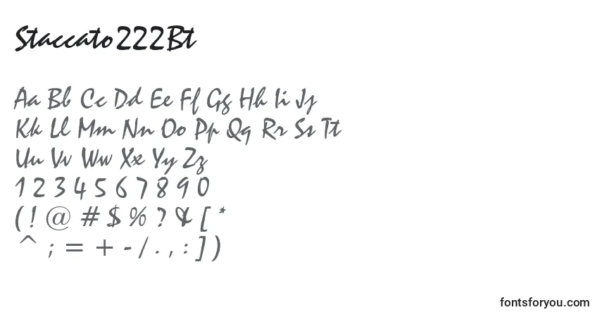 A fonte Staccato222Bt – alfabeto, números, caracteres especiais