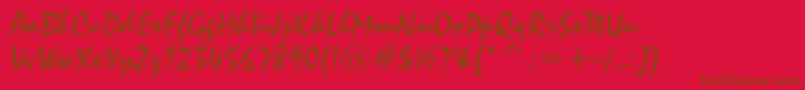 Staccato222Bt-fontti – ruskeat fontit punaisella taustalla