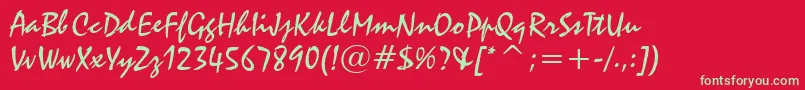 Staccato222Bt Font – Green Fonts on Red Background